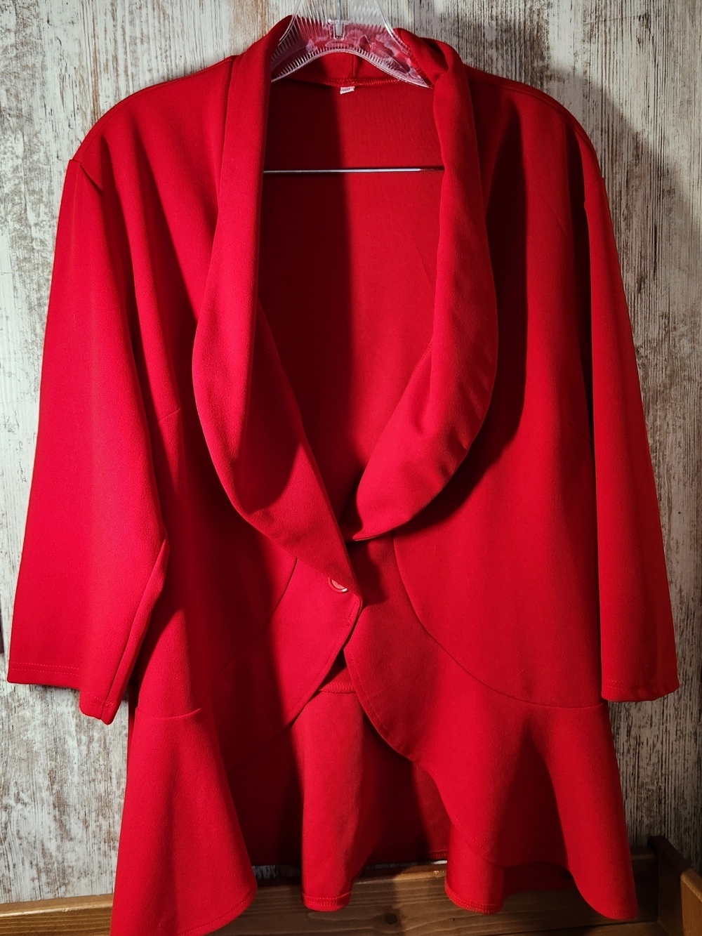 Bright Red Draped Open-Front With Button Closure Like New XL Blazer Lightweight
